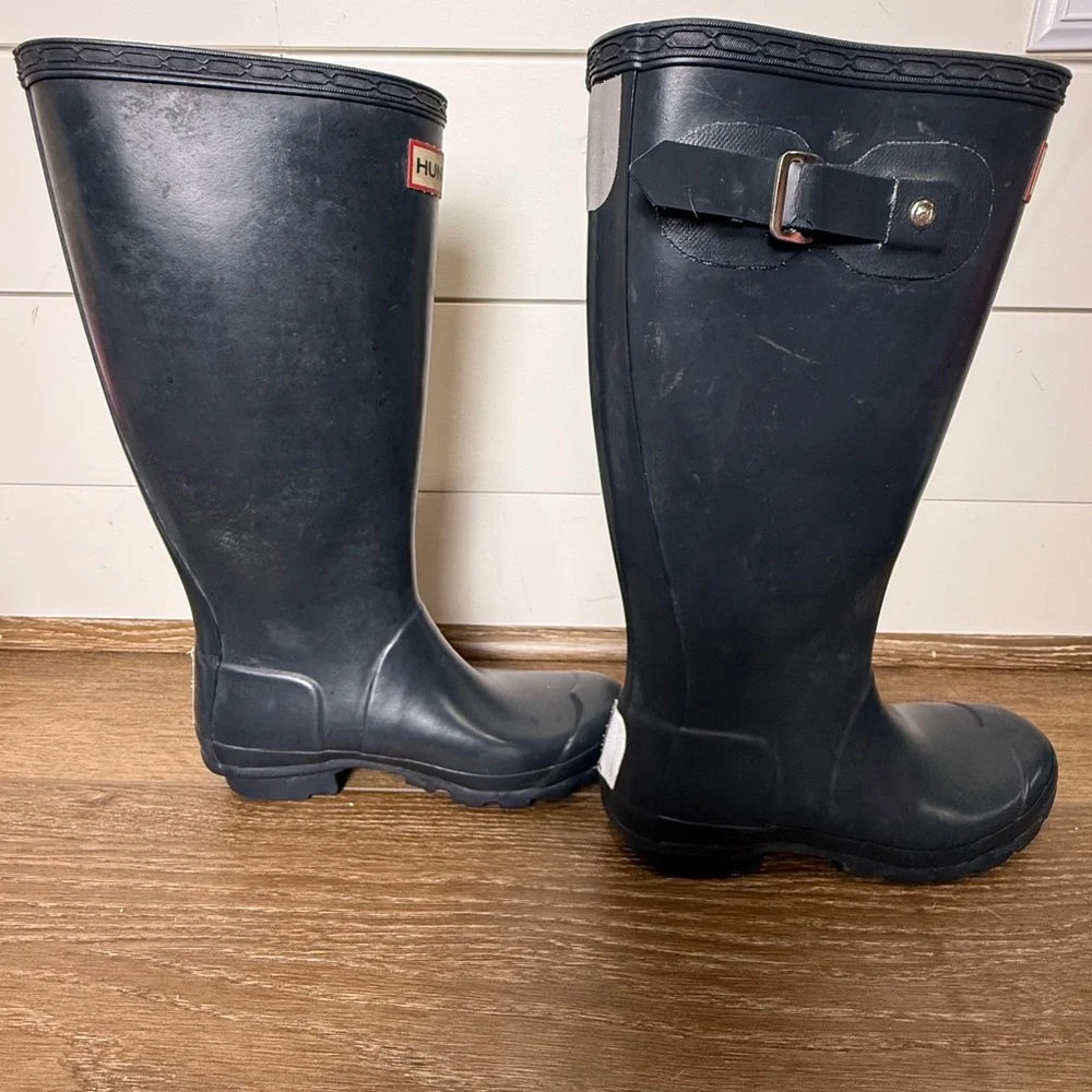 Hunter Boots Womens Semi-Gloss Navy Size UK 3/Womens 5 Tall Rubber Waterproof